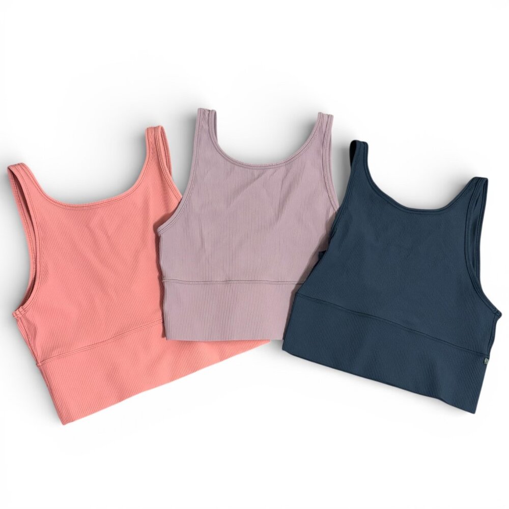 Lululemon Power Pivot Tank Bundle Size 8 Ribbed Pink Purple Deep Plum Valentines